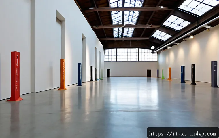 Home 12 효과적인 설치 예술 공간 계획 방법 - Photorealistic wide-angle view of a thoughtfully planned contemporary installation art space in a re...