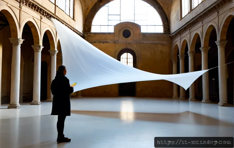 Home 15 설치 예술 작품에 대한 비평과 공간의 역할 - Photorealistic contemporary installation art exhibition inside a restored Italian industrial gallery...